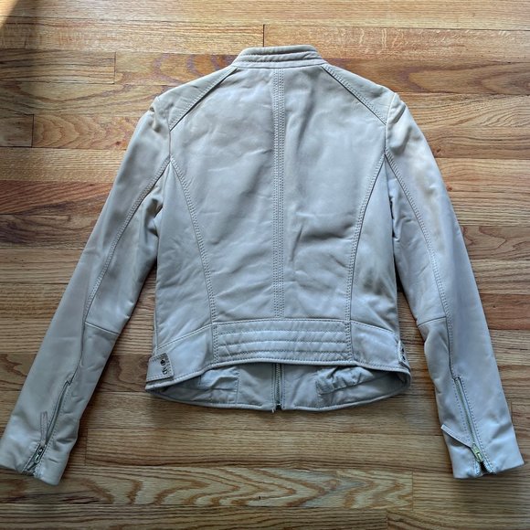 Michael Kors Tan Leather Motorcycle Jacket Size Small - Picture 8 of 15